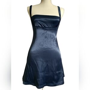 Navy Blue Shiny Mini Dress